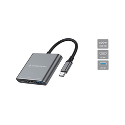 ADAPTADOR USB-C 3EN1 CONCEPTRONIC DONN018 HDMI   USB -A 3.0 USB-C  PD 100W