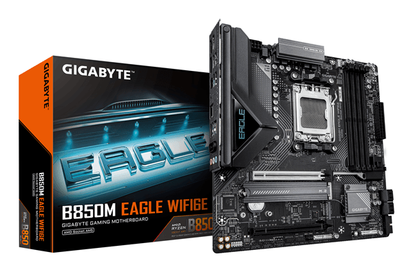 Placa AMD GIGABYTE B850M EAGLE WIFI6E Placa Base - Procesadores AMD Ryzen Serie 9000, VRM digital de 8+2+2 fases, hasta 8200MHz DDR5 (OC), 1xPCI