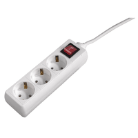 Miniatura 1 de REGLETA ALIMENTACION HAMA CON 3 TOMAS INTERRUPTOR 1,4m COLOR BLANCO
