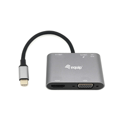 ADAPTADOR USB-C 5IN1 HDMI 4K  VGA  USB 3.0 TIPO A + USB-C CARGA 100W EQUIP 133483