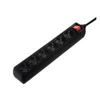 Miniatura 1 de REGLETA ALIMENTACION HAMA CON 6 TOMAS INTERRUPTOR 1,4m COLOR NEGRA