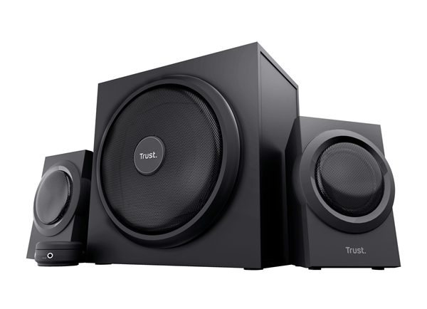 ALTAVOCES TRUST 2.1 YURI - 60W RMS (120W MAX) - CONTROL DE VOLUMEN- CONEXION AURICULARES- ENTRADA DE LINEA- COLOR NEGRO 23696