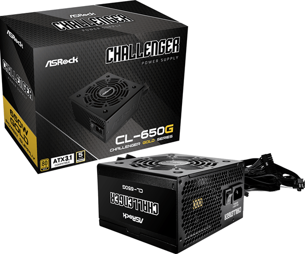 Fuente Alimentación 650W ASROCK CL-650G Challenger 80 PLUS Gold Negro