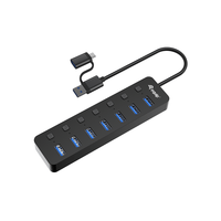 Miniatura 1 de HUB USB EQUIP LIFE 128965 7 PUERTOS USB-A 3.2 GEN1 CON INTERRUPTOR LED  5V/2A INCLUYE ADAPTADOR A USB-C