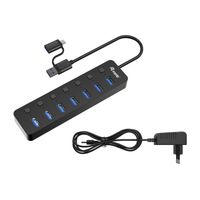 Miniatura 3 de HUB USB EQUIP LIFE 128965 7 PUERTOS USB-A 3.2 GEN1 CON INTERRUPTOR LED  5V/2A INCLUYE ADAPTADOR A USB-C