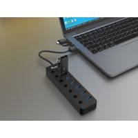 Miniatura 4 de HUB USB EQUIP LIFE 128965 7 PUERTOS USB-A 3.2 GEN1 CON INTERRUPTOR LED  5V/2A INCLUYE ADAPTADOR A USB-C