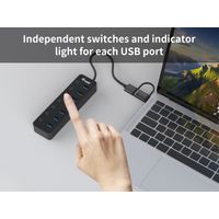 Miniatura 6 de HUB USB EQUIP LIFE 128965 7 PUERTOS USB-A 3.2 GEN1 CON INTERRUPTOR LED  5V/2A INCLUYE ADAPTADOR A USB-C