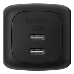 CARGADOR USB GAN BELKIN WCH019kqBK 50W 2xUSB-C PD PPS DISE??O COMPACTO COLOR NEGRO
