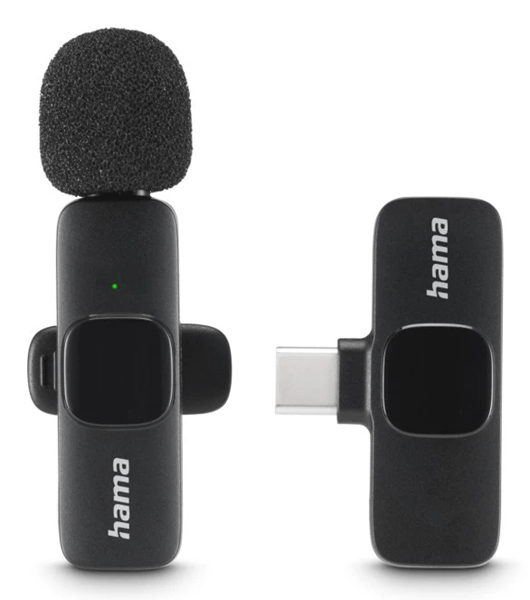 MICROFONO HAMA SMART WIRELESS GADGET USB-C CANCELACION RUIDO IA PATRON OMNIDIRECCIONAL PINZA NEGRO