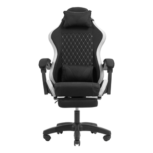 SILLA-GAMER-MARS-GAMING-MGCXFGRBL-NEGRA-Y-BLANCA-RECLINABLE-REPOSABRAZO-AJUSTABLE-REPOSAPIES-COJINES