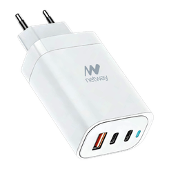 CARGADOR PARED NETWAY USB-A/2*USB-C QC3.0 65W
