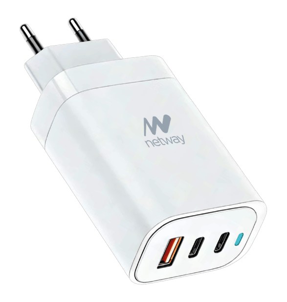 CARGADOR PARED NETWAY USB-A/2*USB-C QC3.0 65W