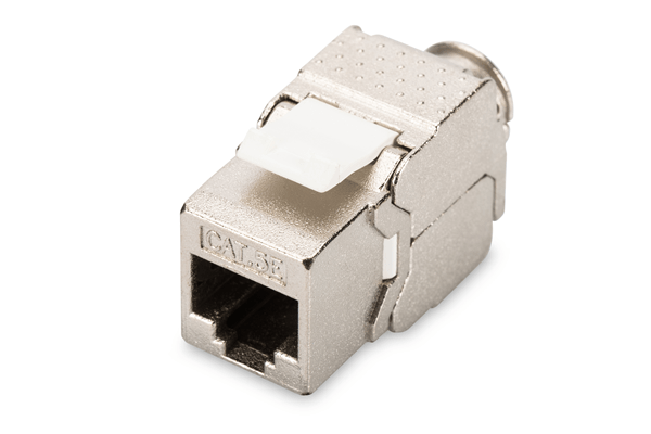 Cat 5e Keystone Jack shielded RJ45 to LSA tool free connection incl. cable tie Silver