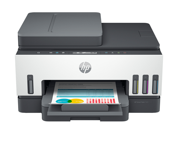 HP Smart Tank Multifunción A4Thermal Inkjet Dúplex Smart Tank 7305 Inalámbrico All-in-One Color Impresora, Impresión a doble cara; Copiadora y escáner