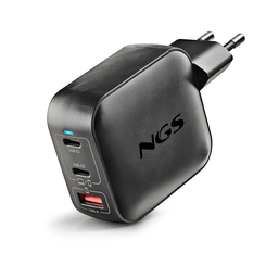 CARGADOR USB GAN NGS BUD 100W TINY 100W 2xUSB-C 1xUSB-A PD PPS DISE??O ULTRRACOMPACTO COLOR NEGRO