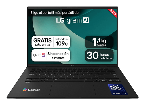 PORTATIL LG GRAM, 14ZD90T-G.AX88BB CORE ULTRA 7 255H, 16GB, 1 TB SSD, 14" WUXGA, FREEDOS