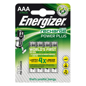 PILA RECARGABLE ENERGIZER POWER PLUS HR03 700MaH AAA PACK 4