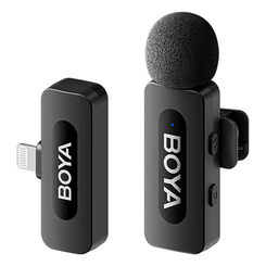 Boya BY V1 Sistema Micr  fono Inal  mbrico de Solapa Lavalier Conector Lightning iOS