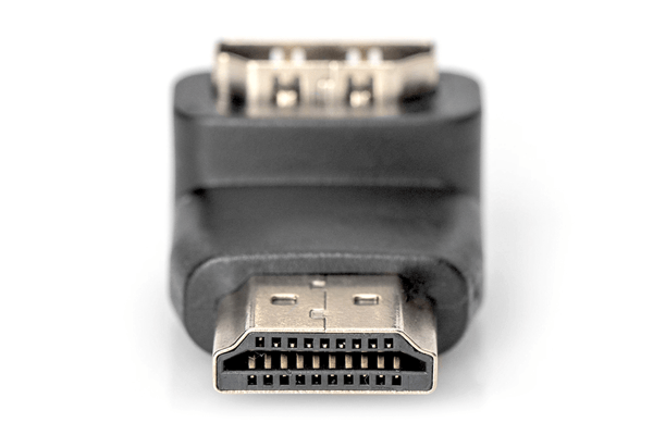 HDMI adapter type A 90 angled M/F Ultra HD 60p sw dorado
