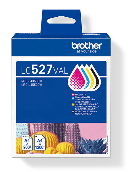 BROTHER Pack de 4 cartuchos de tinta negro, cian, magenta y amarillo LC527VAL