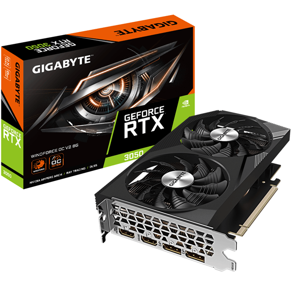 Tarjeta Gráfica GIGABYTEGeForce RTX 3050 GDDR6 8GB Black,Silver