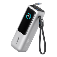 POWER BANK ANKER 25K 165W BUILT-IN USB C CABLE RETRACTIL SILVER
