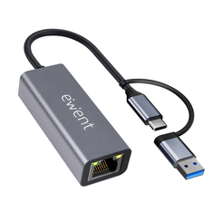 EWENT ADAPTADOR ETHERNET 1GIGABIT | USB-C Y USB-A