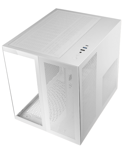 CAJA MICROATX CUBE GAMING MARS GAMING MCNOVAM BLANCA DOBLE PANEL DE CRISTAL TEMPLADO DOBLE CAMARA REJILLA FRONTAL USB-C USB-A 3.0