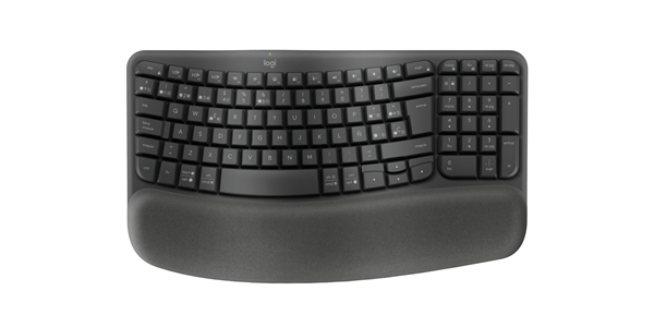 TECLADO LOGITECH WIRELESS WAVE KEYS ERGONOMICO ONDULADO REPOSITOR RECEPTOR BOLT GRAFITO