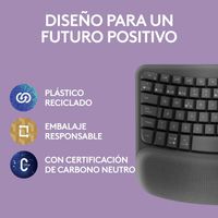 Miniatura 20 de TECLADO LOGITECH WIRELESS WAVE KEYS ERGONOMICO ONDULADO REPOSITOR RECEPTOR BOLT GRAFITO