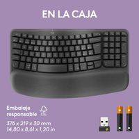 Miniatura 21 de TECLADO LOGITECH WIRELESS WAVE KEYS ERGONOMICO ONDULADO REPOSITOR RECEPTOR BOLT GRAFITO