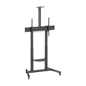 AISENS-Soporte-De-Suelo-Eco-Con-Ruedas-Y-Manivela--Bandeja-Para-DVD-Y-Soporte-De-Camara-Para-Monitor-TV-120kg-De-60--100---Negro