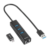 Miniatura 1 de HUB USB SHARKOON 3X3.2 GEN 1 + RJ45  ALUMINIO NEGRO