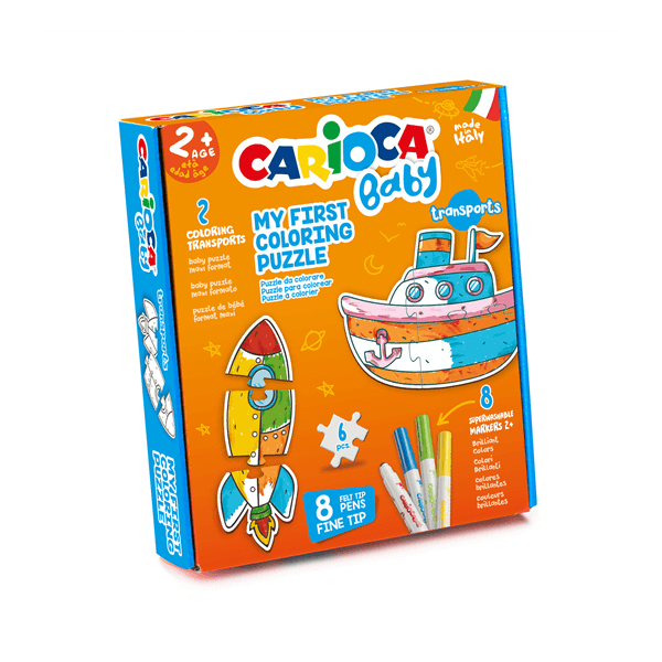 SET BABY COLORING PUZZLE TRANSPORTS CARIOCA 43080