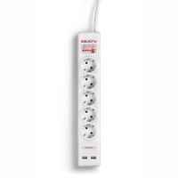 Miniatura 1 de REGLETA ELECTRICA SPS SAFE 5+ 5 TOMAS  SCHUKO + 2 USB IN