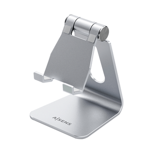 AISENS-Soporte-De-Sobremesa-Tamaño-M-Ajustable--1-Pivote--Para-Movil---Tablet-Plata