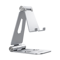 Miniatura 1 de AISENS Soporte De Sobremesa Tamaño XL Ajustable (2 Pivotes) Para Movil / Tablet, Plata