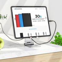 Miniatura 4 de AISENS Soporte De Sobremesa Tamaño XL Ajustable (2 Pivotes) Para Movil / Tablet, Plata