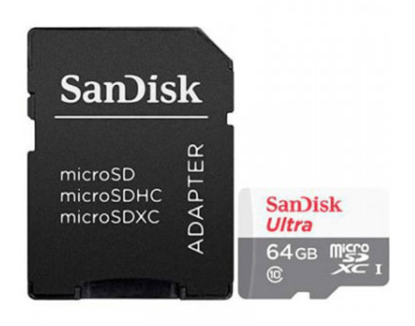 MEMORIA 64GB MICRO SDXC + SD ADAPTER SANDISK CLASE 10