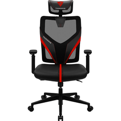 SILLA ERGONÓMICA THUNDERX3 YAMA1 NEGRA CON DETALLES EN ROJO SOPORTE LUMBAR AJUSTABLE Y REJILLA TR