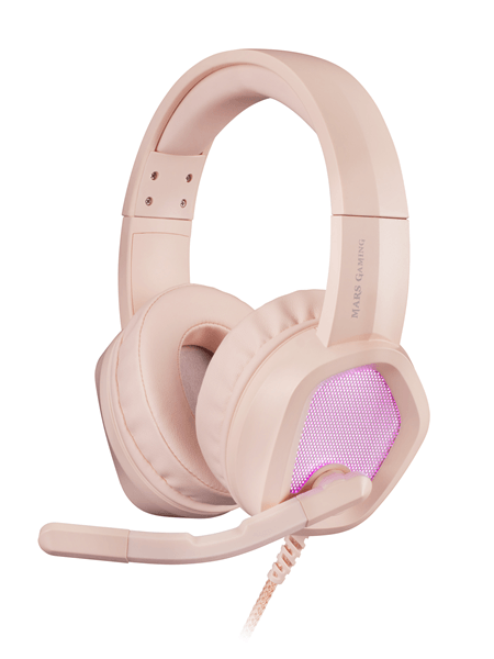 HEADSET MARS GAMING MH320 PINK HI-FI ULTRA-BASS 3D JACK 3.5mm ILUMINACION RGB FLOW (ALIMENTADA POR USB)