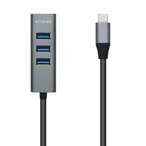 Aisens---Hub-Usb-3.1-Usb-C-Usb-C-M-4Xtipo-A-H-Gris-15Cm
