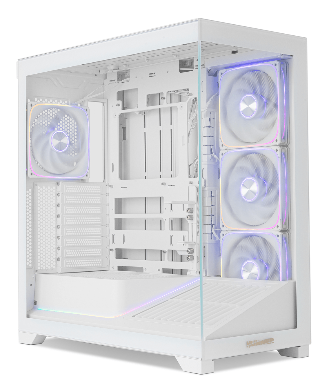 Caja NOX Hummer HUMMER BLADE, Torre ATX, ARGB, Ultra Airflow, Blanco RGB Blanco, Transparente