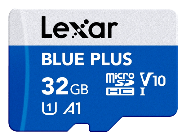 LEXAR 32GB BLUE PLUS MICROSDHC UHS-I WITH SD ADAPTER, UP TO 100MB/s READ C10 A1 V10 U1
