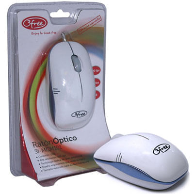 mouse optico usb 3free mcm101 wb diseño blanco azul