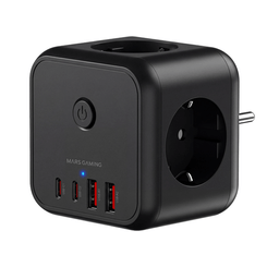 POWERCUBE MARS GAMING MD-CUBE20 4 USB 3 TOMAS DE CORRIENTE. REGLETA COLOR NEGRO