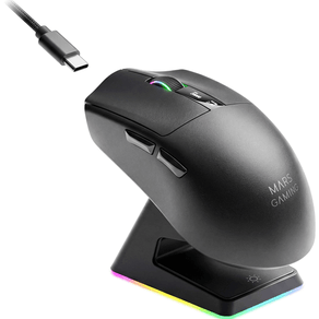 MOUSE MARS GAMING WIRELESS Y BLUETOOTH MMW-ELITE TRI-MODE 2.4GHZ BT 5.4 6 BOTONES 20000 DPI NEGRO