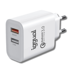 iggual Cargador 2xUSB carga rápida QC3.0 30W