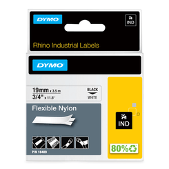 CINTA ROTULADORA RHINOPRO NYLON 19MMX3.5M NEGRO/BLANCO DYMO 18489