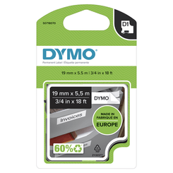 CINTA ROTULADORA D1 19MMX5.5M POLIESTER NEGRO/BLANCO DYMO S0718070